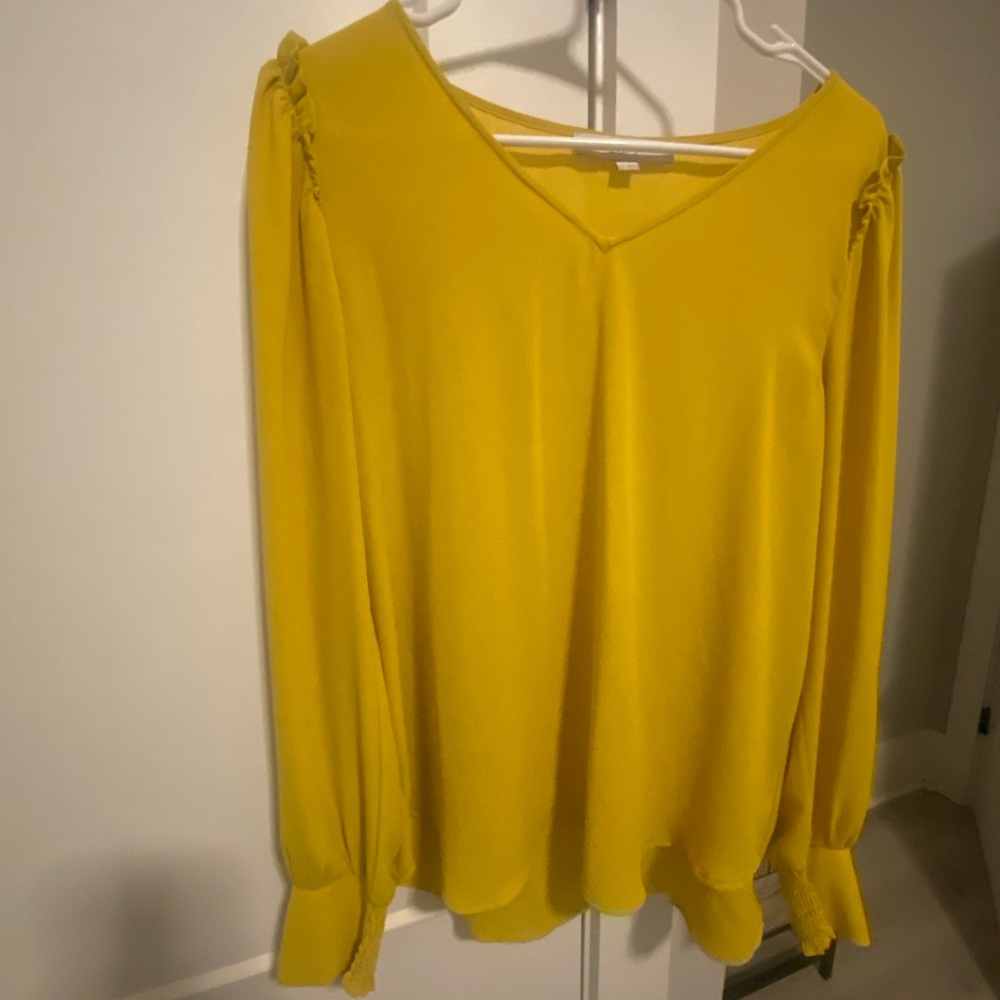 LOFT Mustard V-Neck Blouse
